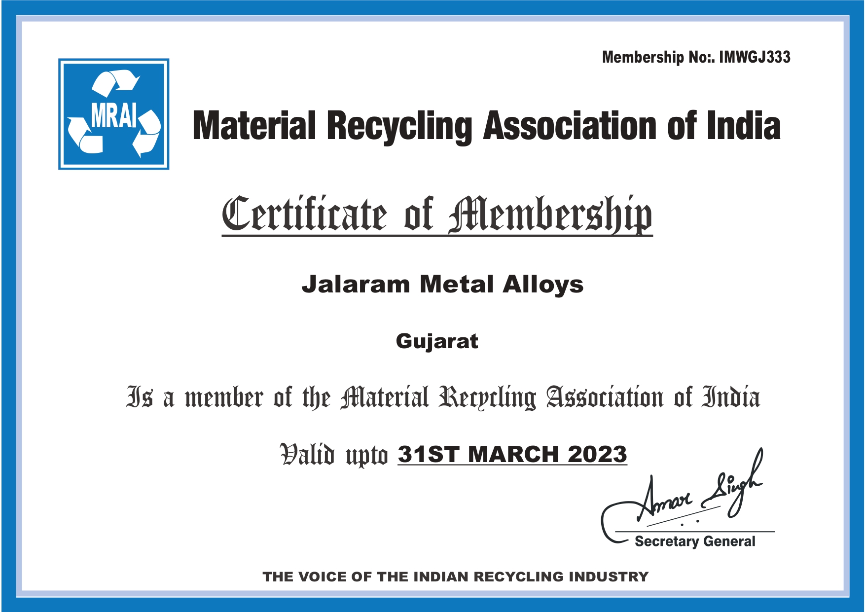 Jalaram Metals Alloys Mrai-certification